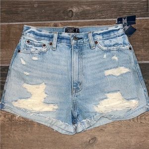 Abercrombie & Fitch Annie High Rise Distressed Jean Shorts
